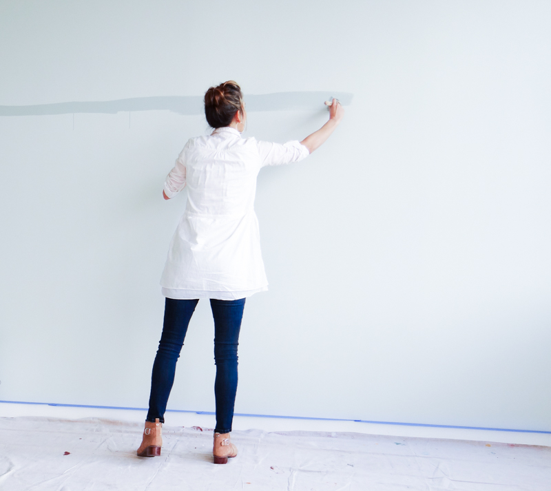 Colorhouse Watercolor Wall DIY painting project - blue bedroom