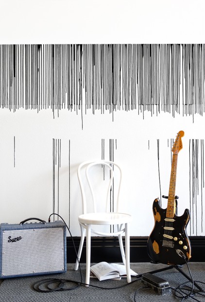 Colorhouse paint DIY project - MAKE THIS: Drip Wall featuring Redtail Guitars